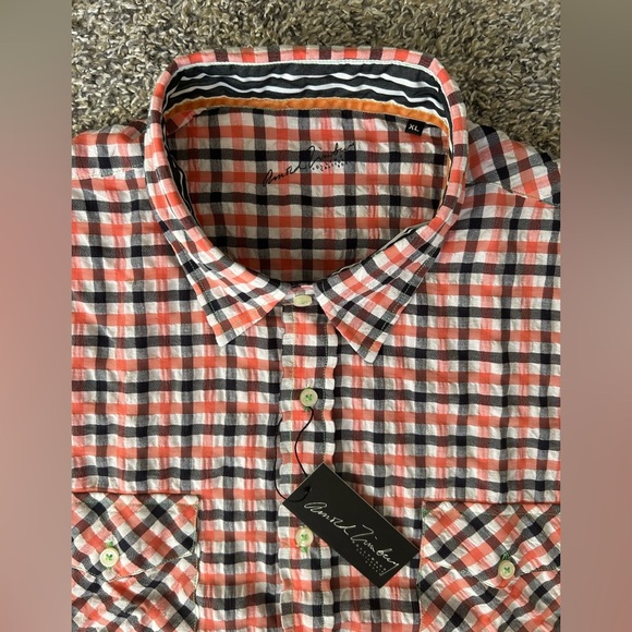 Arnold Zimberg NWT gingham cotton blend button up shirt size XL - Picture 3 of 14